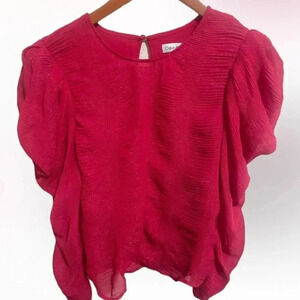 Calvin Klein‎ women’s puff shoulder chiffon pullover top